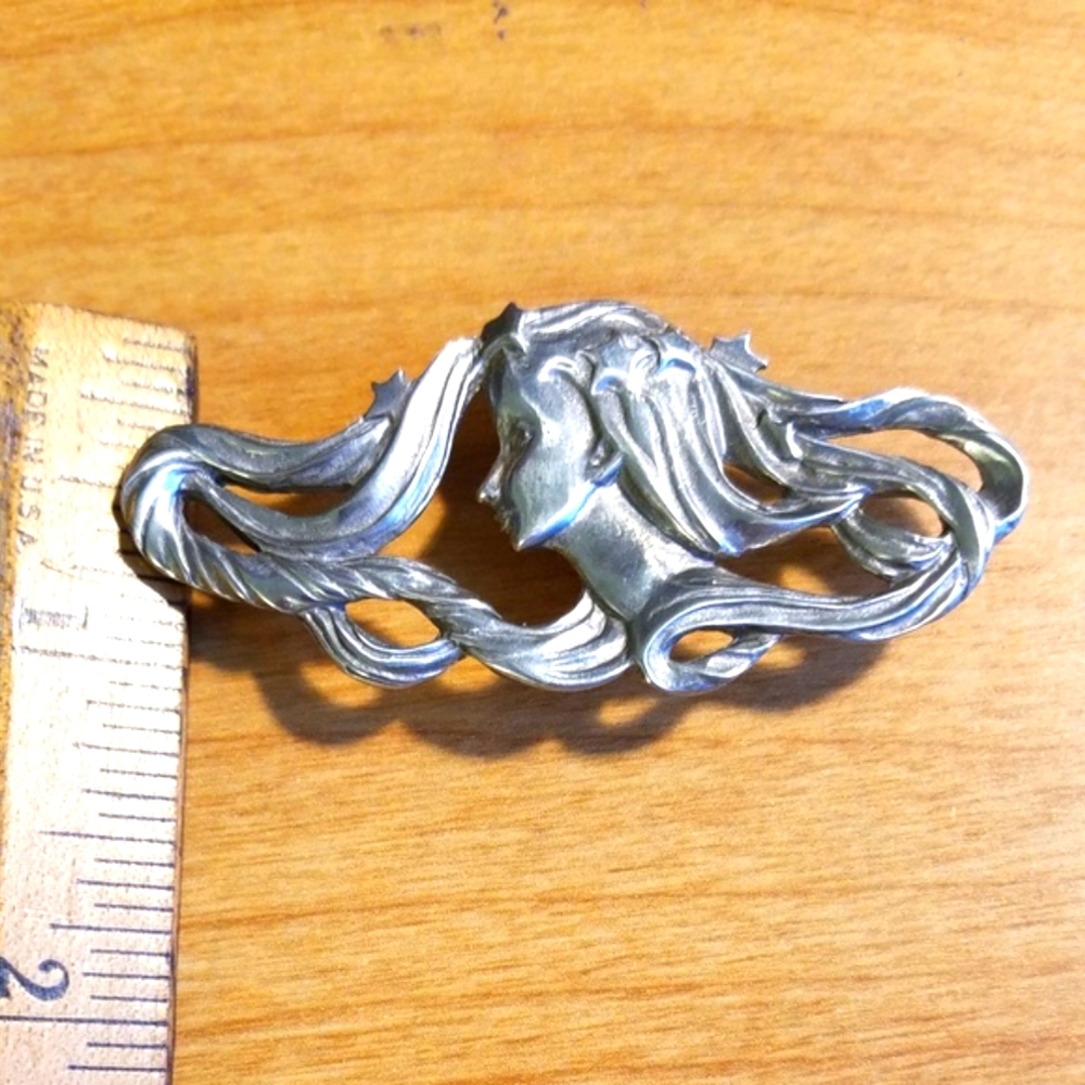 Vtg Pewter pin - brooch - Starry Girl - Picture 5 of 8